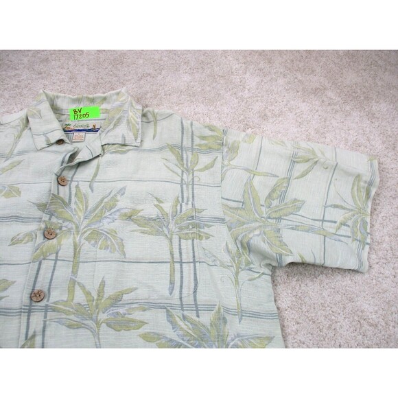 Kahala Shirt Mens Large L Beige Floral Linen Rayon Hawaiian Casual Button Up - Picture 3 of 10